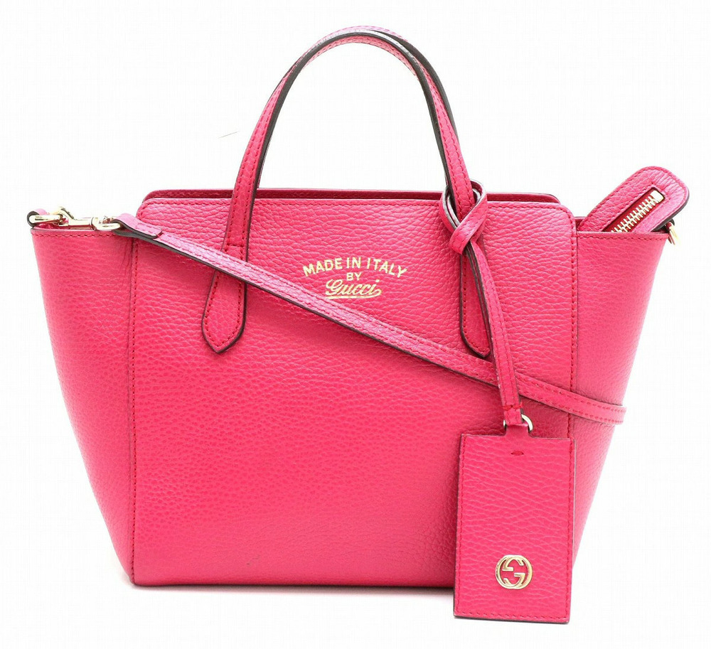 Gucci Swing Handbag Crossbody Bag Leather Pink
